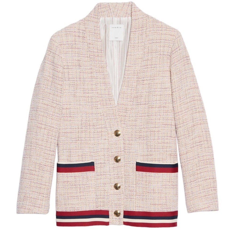 Sandro Pink Tweed Cardigan-Jacket